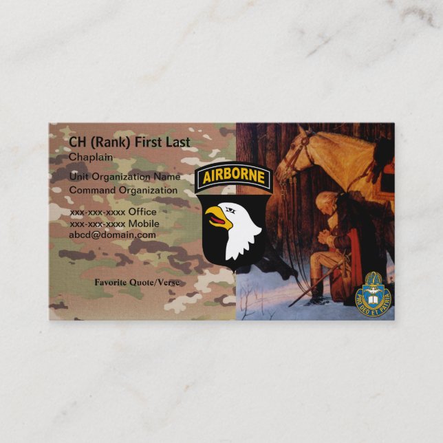 101st Abteilungs-Geistlich-Karte Visitenkarte (Vorderseite)