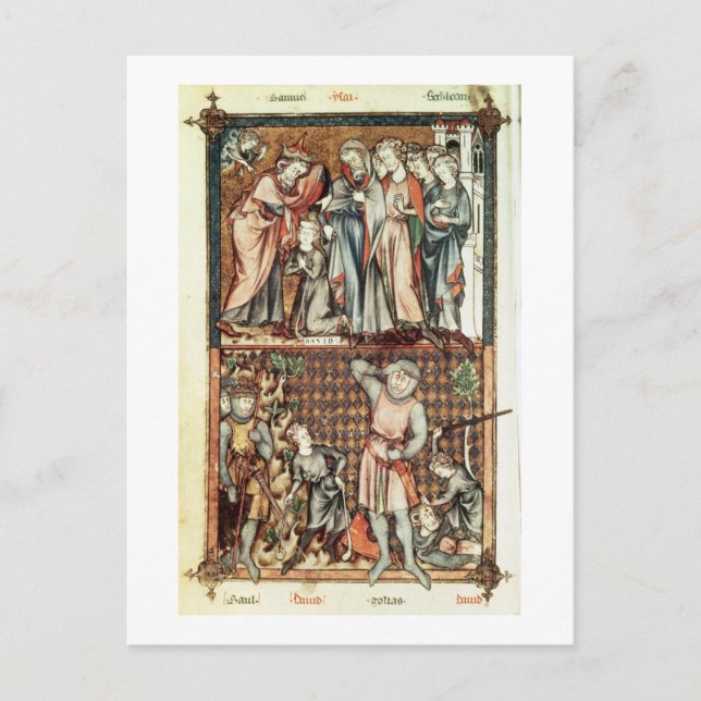 1023 f.7v David und Goliath mit Saul von Le Be Postkarte (Vorderseite)