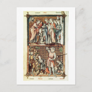 1023 f.7v David und Goliath mit Saul von Le Be Postkarte