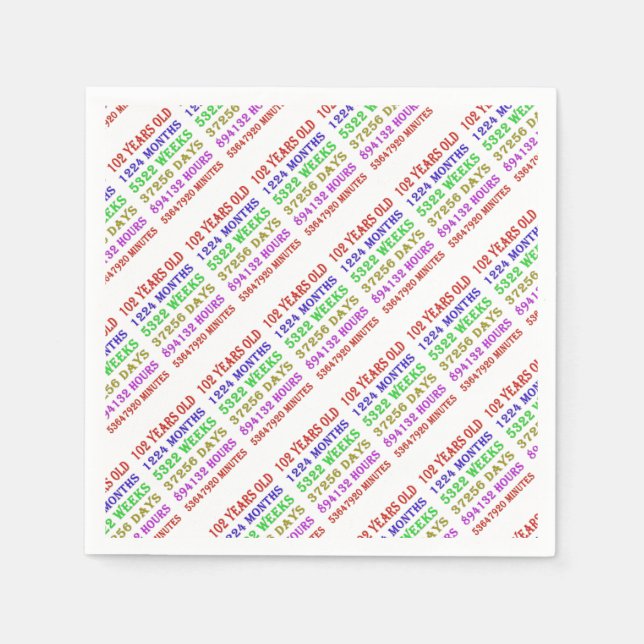 102. Geburtstag - Meilensteine Serviette (Vorderseite)