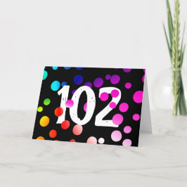 102. Geburtstag Rainbow Dots auf Black Karte