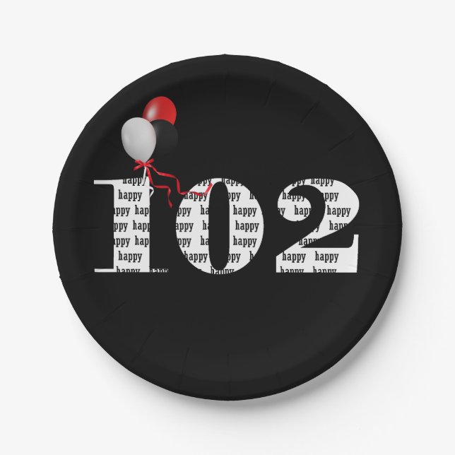 102. Geburtstagsballons Pappteller (Vorderseite)