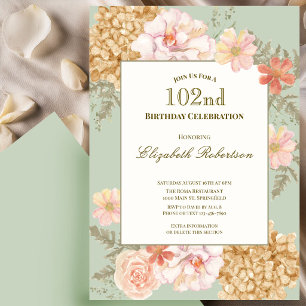 102. Geburtstagseinladung Herbstfarbe Floral Sage Einladung