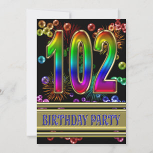 102. Geburtstagsparty Einladung mit Blasen