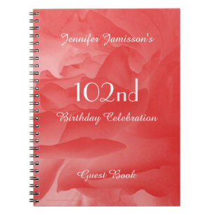 102nd Geburtstags-Party-Gast-Buch, korallenrote Notizblock