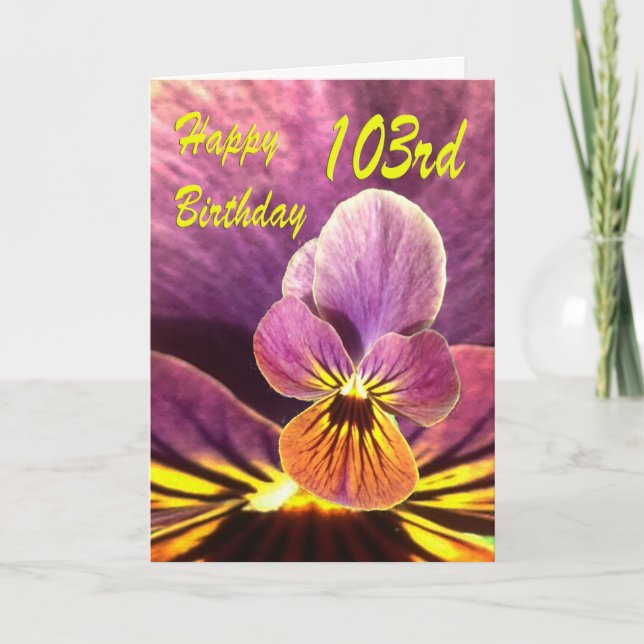 103. Geburtstag Blume Pansy Karte (Vorderseite)