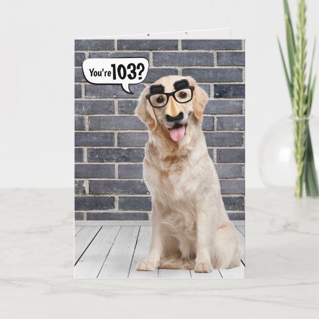 103. Geburtstag Funny Golden Retriever Card Karte (Vorderseite)