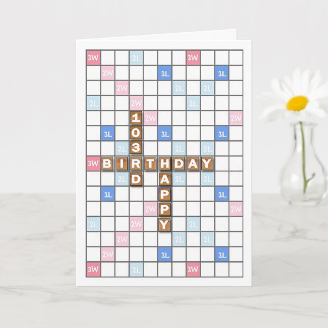 103. Geburtstag, Word Game Board Karte (Kleine Pflanze)