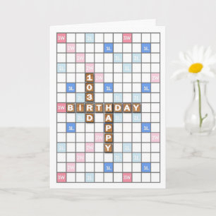 103. Geburtstag, Word Game Board Karte