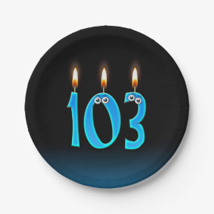 103rd Geburtstag mit beleuchteten Kerzenzahlen Pappteller