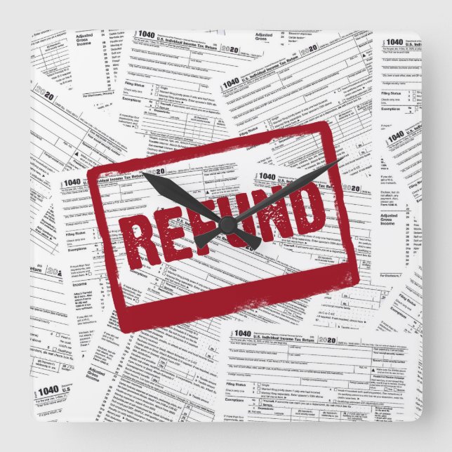 1040 Steuerformulare für 2020 Quadratische Wanduhr (Vorderseite)