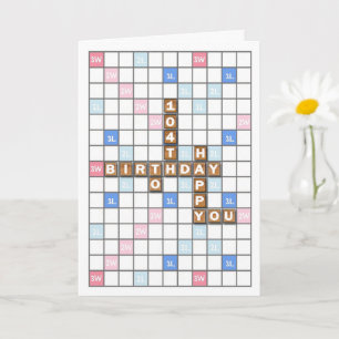 104. Geburtstag, Word Game Board Karte
