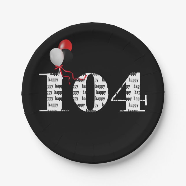 104. Geburtstagsballons Pappteller (Vorderseite)