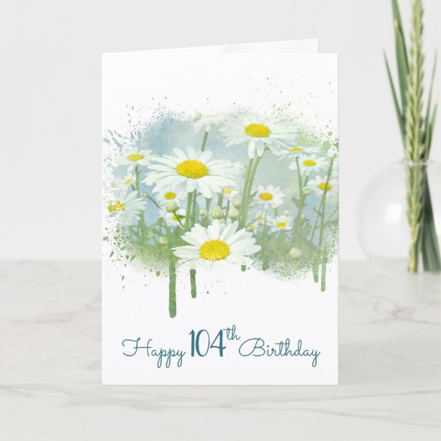 104th Birthday White Daisy Garden Karte (Vorderseite)