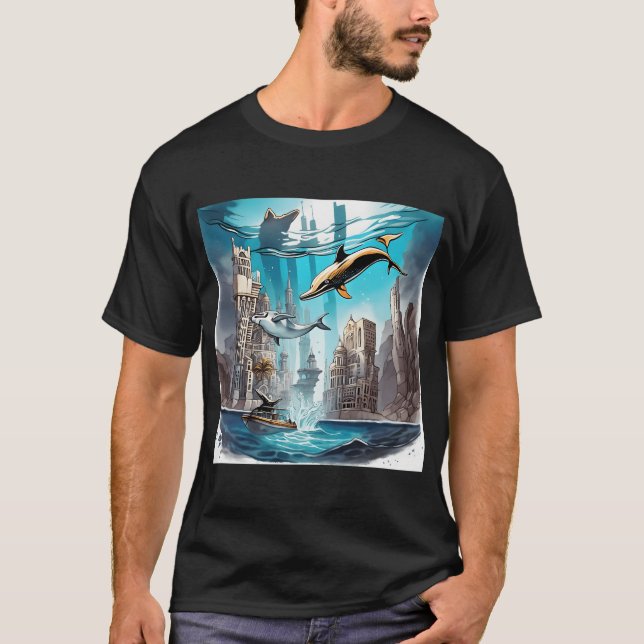 105 Delphine Underwater City 19 Geschenk für Delph T-Shirt (Vorderseite)