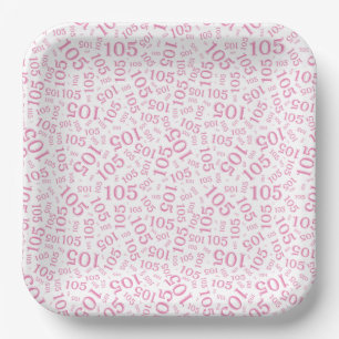 105. Geburtstagsparty Pink/White Random Muster Pappteller