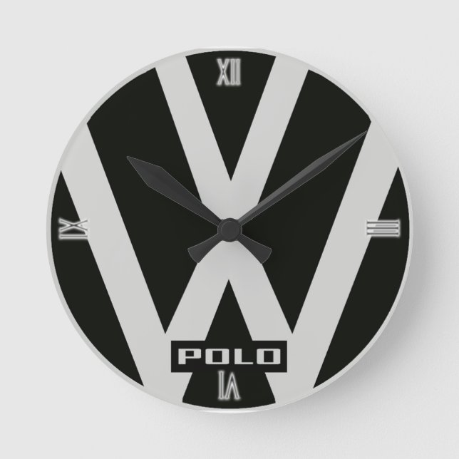 105 VW Polo Logo Accessories Watches Runde Wanduhr (Vorderseite)