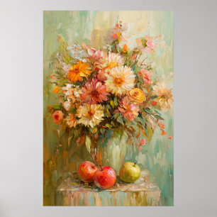 1071 Blume und Äpfel im Herbst Poster