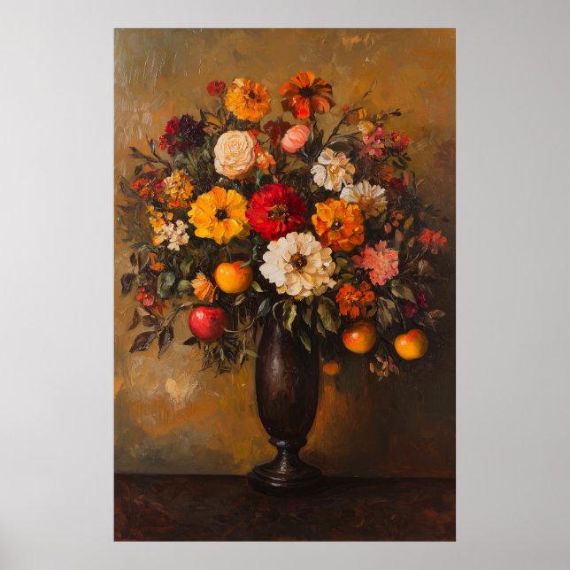 1072 Blume und Äpfel im Herbst Poster (Vorne)