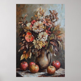1074 Blume und Äpfel im Herbst Poster