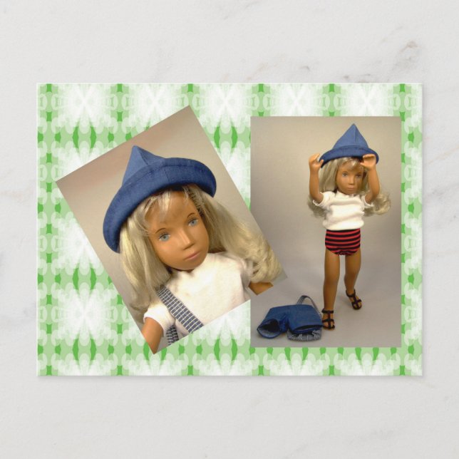 107 Blonde Gingham Holiday Postkarte (Vorderseite)