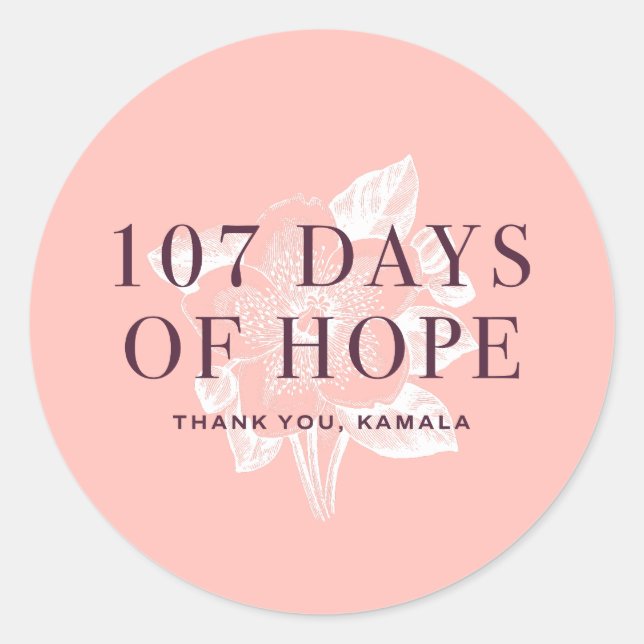 107 Days Kamala Harris Runder Aufkleber (Vorderseite)