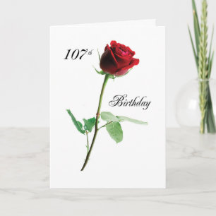 107. Geburtstag Rote Rose Karte