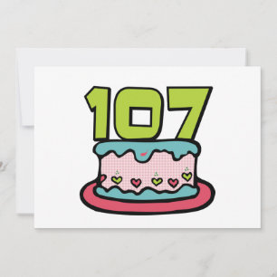 107 Jahre alt Geburtstagskuchen Karte