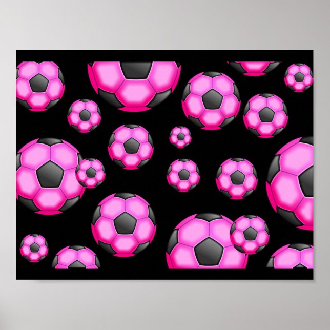 107 PINK SOCCER BALL SPORTS TEAM PATTERN WALLPAPER POSTER (Vorne)