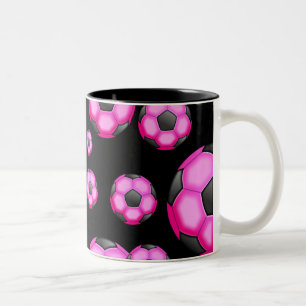 107 PINK SOCCER BALL SPORTS TEAM PATTERN WALLPAPER ZWEIFARBIGE TASSE