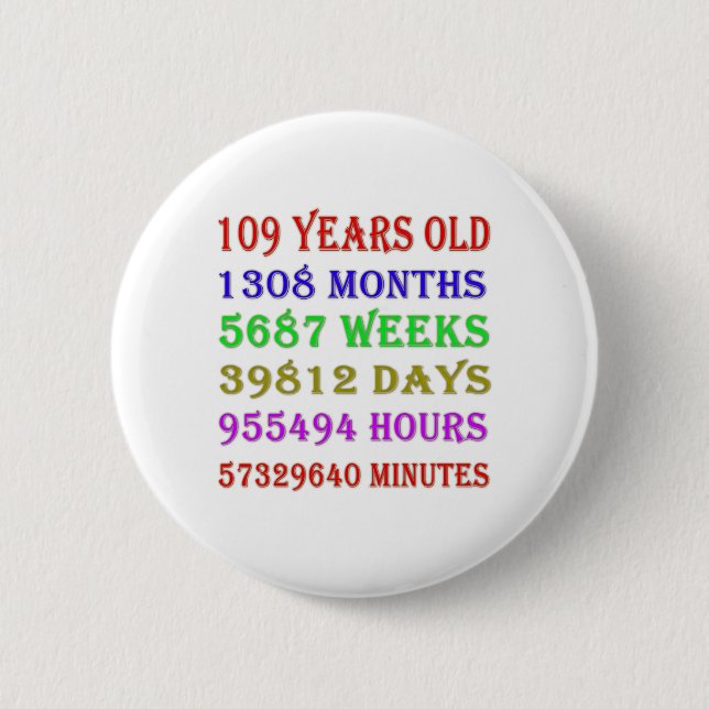 109. Geburtstag - Meilensteine Button (Vorderseite)