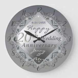 10,11,20,25,70 th Wedding Anniversary Große Wanduhr