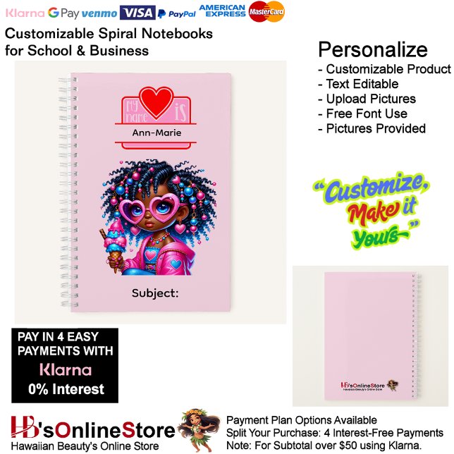 10 African American Girl Writing Supplies Students Notizbuch (10 African American Girl Writing Supplies Students Notebook.)