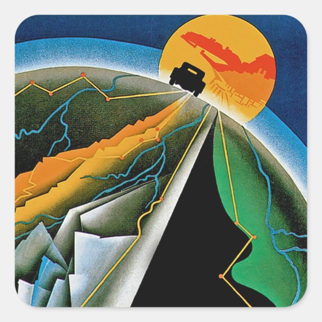 10. Automobile Kundgebung de Monte Carlo Quadratischer Aufkleber (Vorderseite)