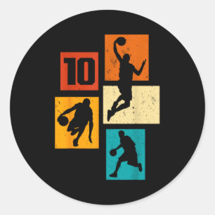 10 Basketball 10. Basketball Jahre alte Spieler La Runder Aufkleber