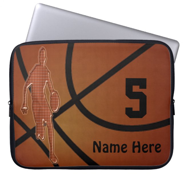 10 bis 15 Zoll Basketball-Laptop-Kasten NAME, ZAHL Laptopschutzhülle (Vorderseite)