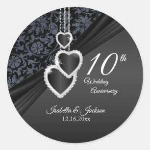 10. Black Onyx Hochzeitstag Runder Aufkleber