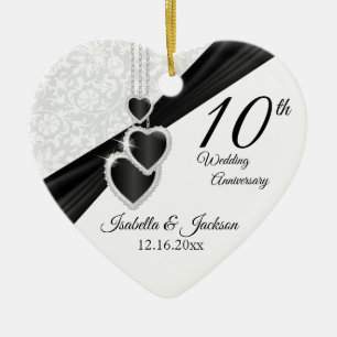 10. Black Onyx und White Wedding Jubiläum Keramikornament