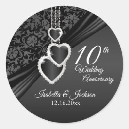 10. Black Onyx Wedding Anniversary Classic Round Runder Aufkleber