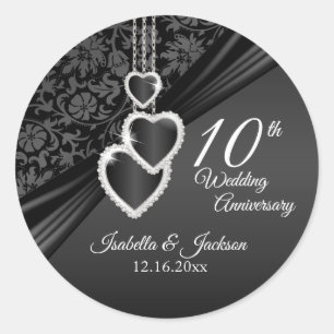 10. Black Onyx Wedding Anniversary Classic Round Runder Aufkleber