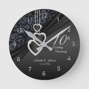 10. Black Onyx Wedding Anniversary Design Runde Wanduhr