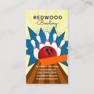 10 Button Bowling retro neon Bowling alley Visitenkarte