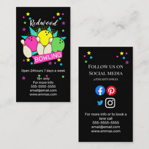 10 Button Bowling Retro Neon Bowling Galle Visitenkarte