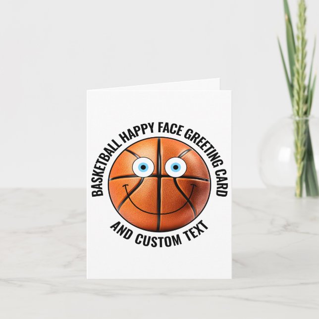 10 Custom Basketball BLAU EYES Happy Face Gruß Karte (Vorderseite)