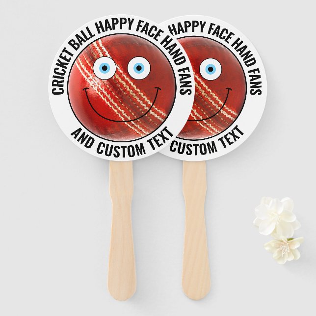 10 Custom Cricket Theme Party BLAUE EYES Happy Fac Fächer (Vorne und Hinten)