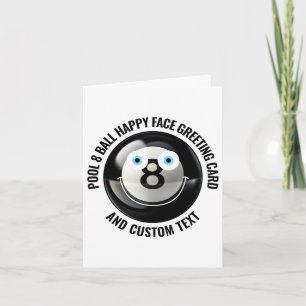 10 Custom Pool Ball BLAUE EYES Happy Face Gruß Karte