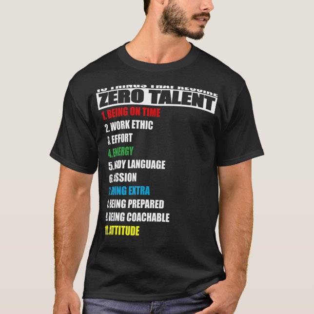 10 Dinge, die einen Null-Talent-positiven Anblick  T-Shirt (Vorderseite)