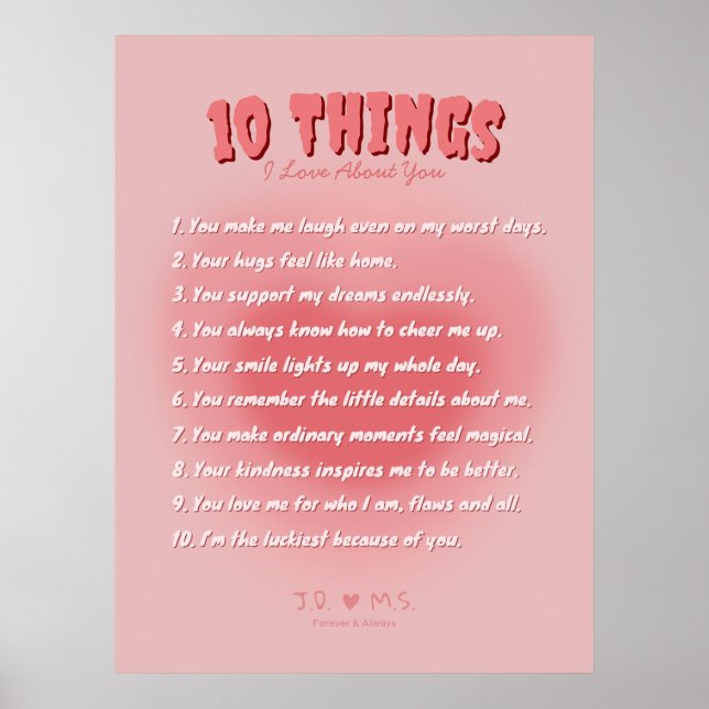10 Dinge, die ich über Sie Liebe - Personalisiert Poster (Vorne)