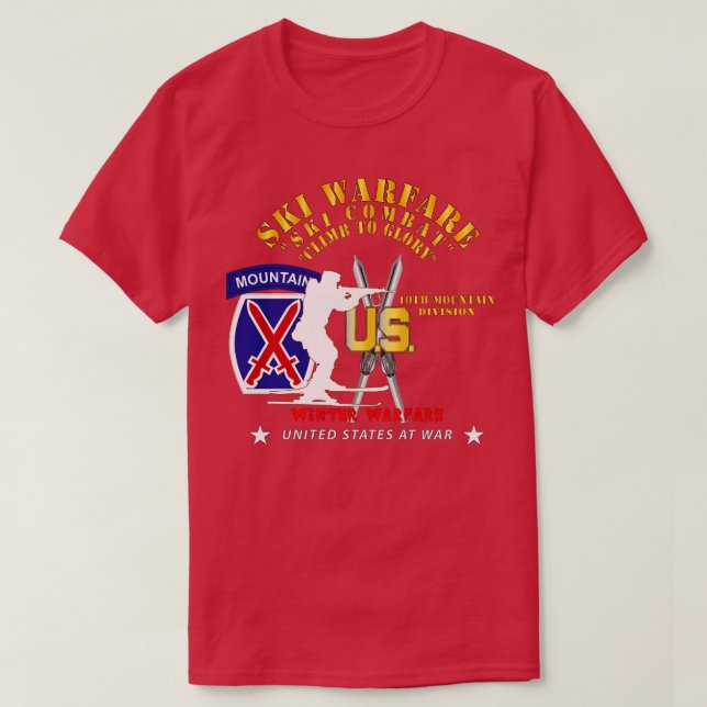 10. Division Ski Warfare Ski Combat Wint T-Shirt (Design vorne)