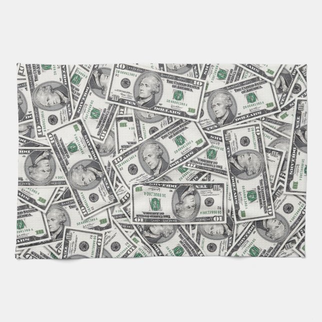 10-Dollar-Schein-Geldmuster Geschirrtuch (Horizontal)